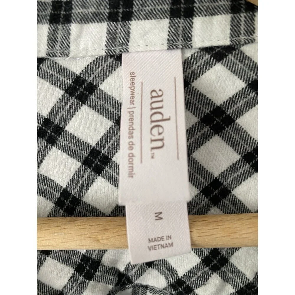 Auden Women's Medium Long Sleeve Plaid Brushed Cotton Flannel Pajama Top